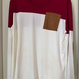 SHEIN Red and White Long Sleeve Tee